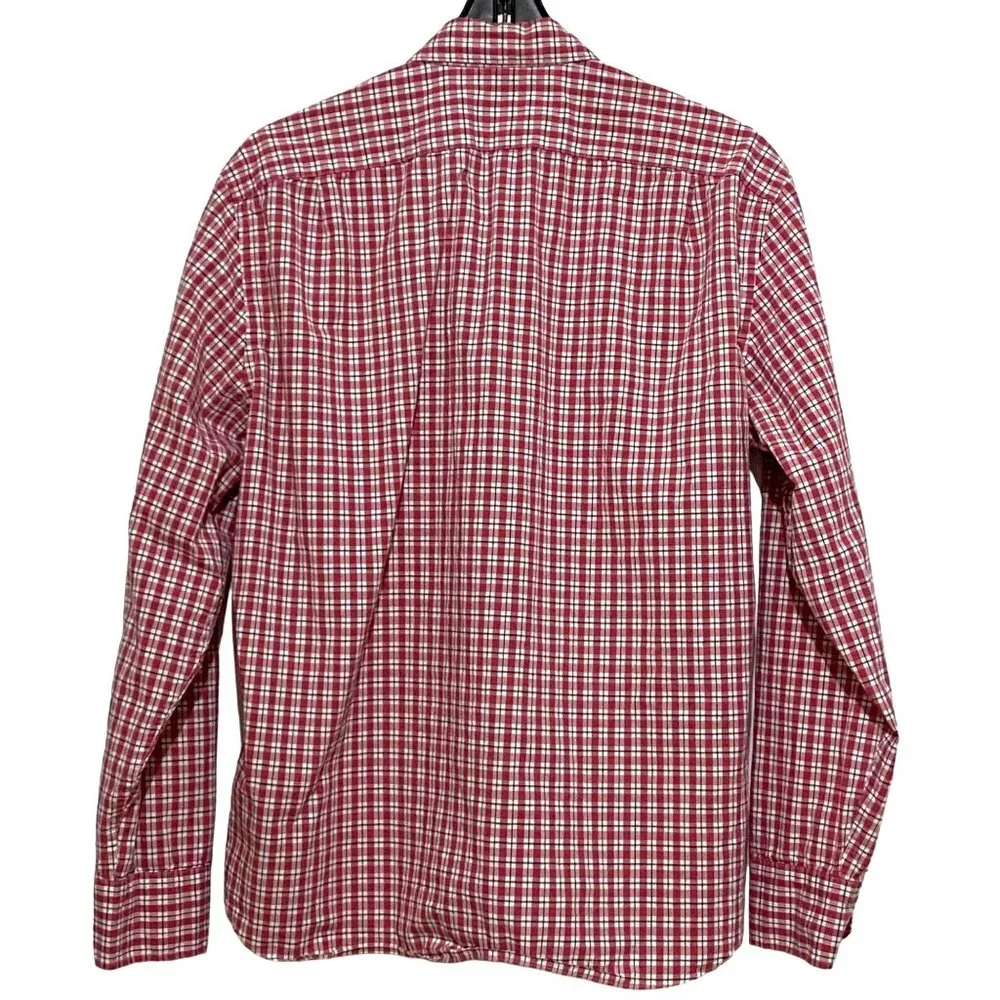 J Crew Flex Washed Slim Untucked Plaid Shirt L‎ Red